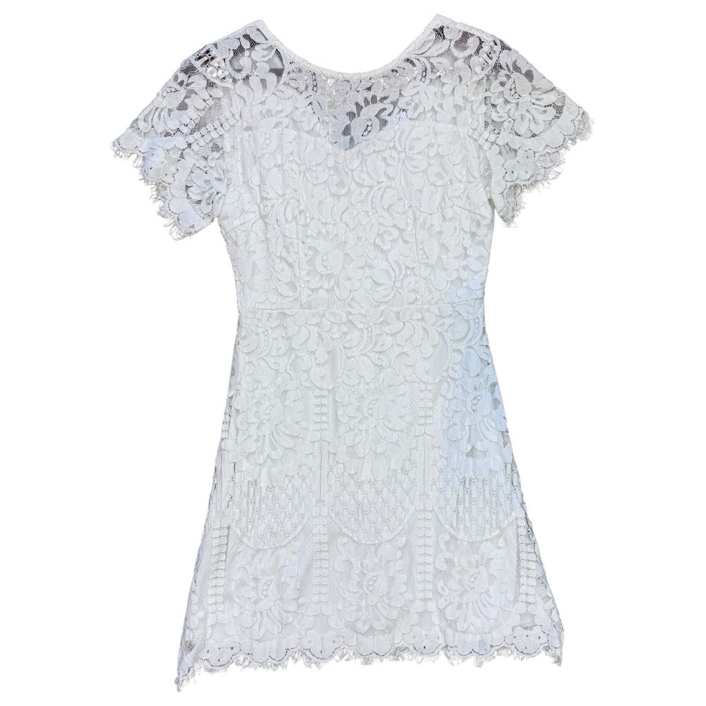 MSLG Elegant White Lace Midi Dress - Picture 4 of 15